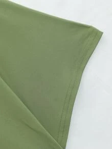 Calvaya Áo thun nữ tay ngắn cổ tròn in chữ Slogan họa tiết câu lạc bộ dì mát mẻ - Màu xanh lá cây đậm - Xem 7