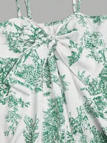 Qadelle 女士纹理印花修身吊带背心，优雅度假和通勤日常穿着 - 綠色 - 查看 6