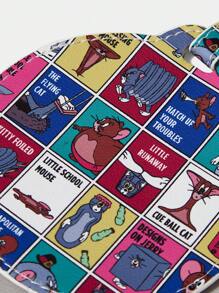 TOM & JERRY X SHEIN Insignia redonda con combinación de cuadros de colores - Rojo - Ver 4