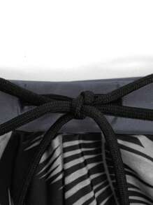 Manfinity VDAYZ Men's Beach Vacation Print Drawstring Swim Trunks, Beach Wear - Grey - View 5