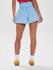 Musera Sport High Rise Running Shorts With Pockets, Active, Workout, Gym, Padel, Tennis, Pickleball Gym Fitness - Baby Blue - View 4