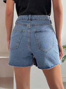 Livesso Short en jean ample style été femme nouveau, 2 en 1 short / jupe-short - Bleu azur - Voir 2