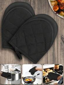 1pc High Heat Resistant 500 ℉ Kitchen Oven Glove, Mini Oven Foot Pad With Non Slip Grip Surface And Hanging Ring, Suitable For Grilling, Baking, Cooking, And Grilling (Black)