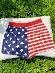 Comfortcana 女式 7 月 4 日美国国旗风格休闲印花短裤 - 彩色 - 查看 6