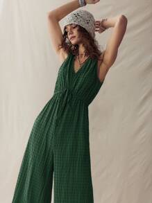 Wildy Bộ đồ liền thân Bohemian cổ chữ V màu nâu dành cho nữ, Bộ đồ liền thân màu xanh lá cây theo phong cách nghỉ dưỡng miền Tây nước Mỹ dành cho nữ Bộ đồ liền thân mùa hè dành cho nữ Bộ đồ liền thân màu xanh lá cây dành cho nữ - Màu xanh lá cây đậm - Xem 6