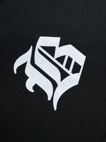 PAVTROS Manfinity Streetrush Men Letter Printed Short Sleeve Casual T-Shirt And Drawstring Waist Shorts Set , Men S Two Pieces Short Sets ,Summer - Multicolor - View 6