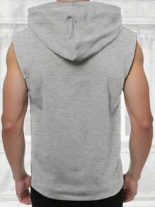 Manfinity Homme 男士休闲无袖连帽衫 浅灰色拉链背心，带连帽领口和常规版型，打造时尚分层外观 男士无袖连帽衫 男士无袖连帽衫 灰色无袖连帽衫 男士健身连帽衫 男士无袖 无袖拉链连帽衫 男士 - 淺灰色 - 查看 2