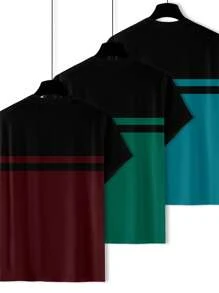 Manfinity Homme 夏季男士休闲条纹圆领短袖T恤