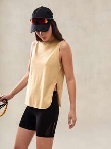 OutZeal Damski, oddychający, miękki, z rozcięciem u dołu, sportowy top na siłownię, do codziennego treningu