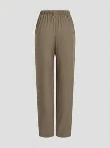 TaskEZ Uniform Set: V-Neck Short Sleeve Tailored Blouse And Drawstring Straight Leg Casual Pants, Scrub Sets