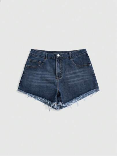 Grunge Punk Short en jean vintage lavé extensible grande taille, élégant et polyvalent
