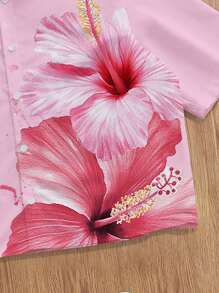 Claim Dot Áo sơ mi nam tay ngắn in nút toàn thân giản dị - Hồng - Xem 4