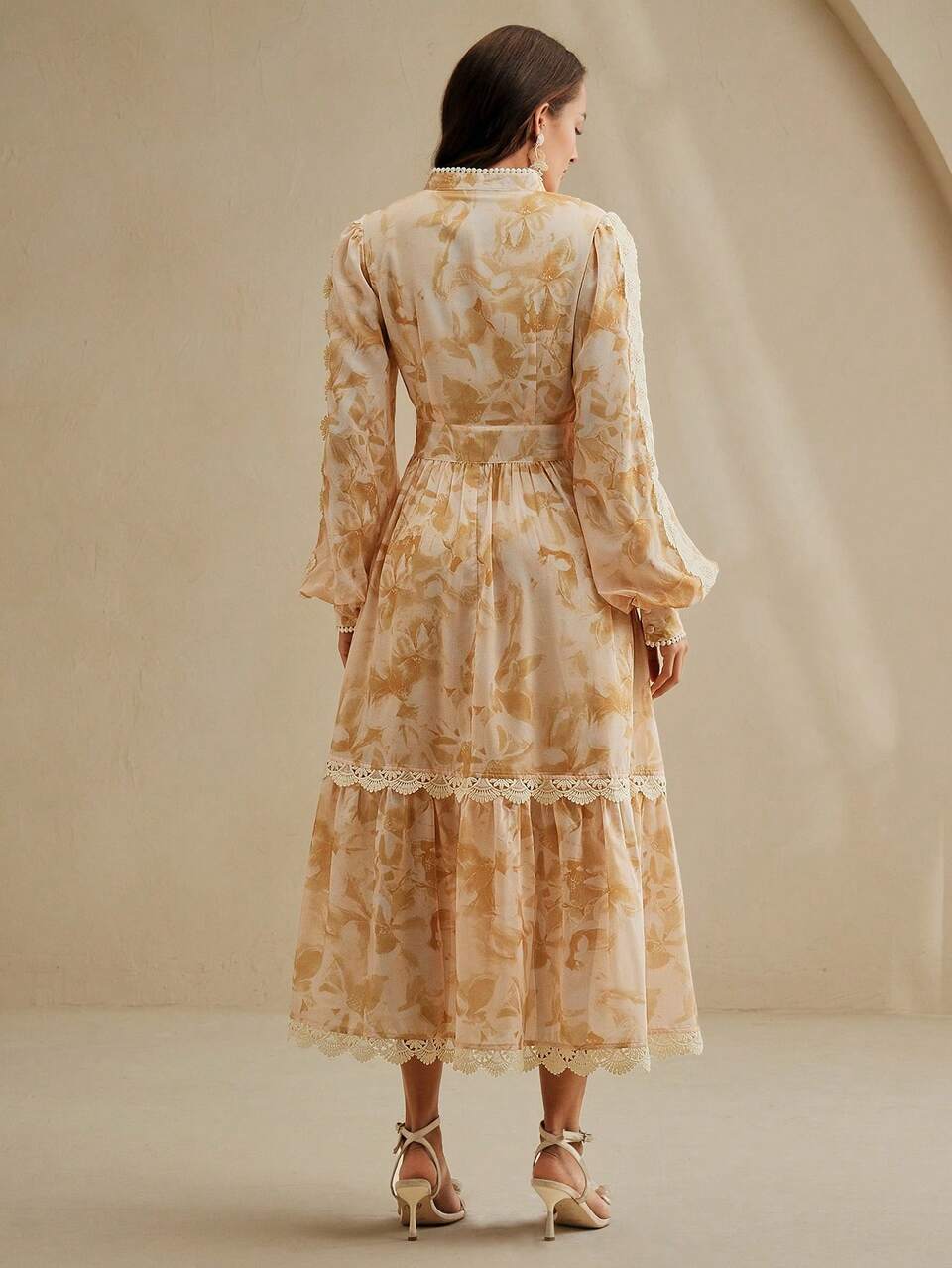 Women's New Yellow Long Sleeve A-Line Maxi Holiday Dress, Elegant Long Dress For Spring/Summer