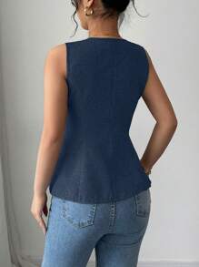 Rafferiza 女士V领修身金色玫瑰纽扣装饰上衣，可外穿