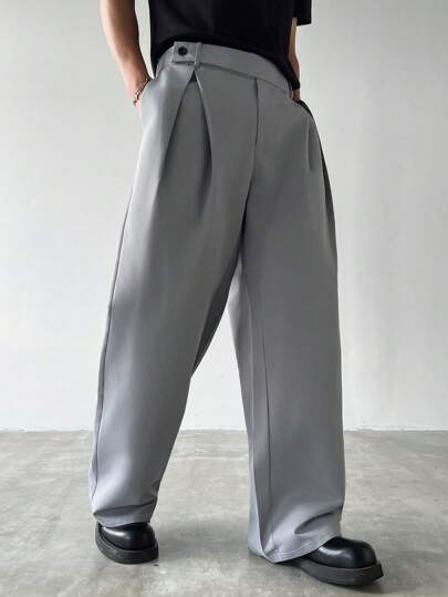 Manfinity Homme Plus Size Men's Casual Loose Pocket Pants