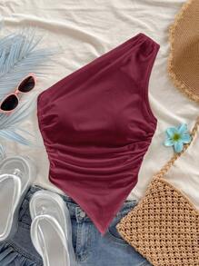 Soleia Red Asymmetric Hem Shoulder-Baring Women Top, Suitable For Summer Vacation Suitable For Going Out - Multicolor - View 6