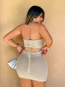 Sirith Sexy Hollow Out Vacation Halter Mini Dress