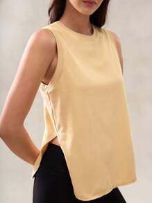 OutZeal Damski, oddychający, miękki, z rozcięciem u dołu, sportowy top na siłownię, do codziennego treningu