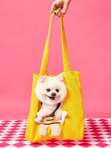 PETSIN Cute Minimalist Fashion Summer Lightweight Pet Outdoor Shoulder Bag, Cartoon Cat/Dog Pattern, Bee Design, Popular Pet Carrier Bag In Europe & America