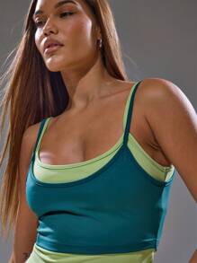 MUSERA 双层吊带背心 夏季街头风 Y2K 酷女孩 都市缪斯 返校季 街头风 秋冬 晚装 春季 - 綠色 - 查看 2