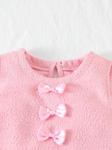 SHEIN Young Girl Minimalist Elegant Bowknot Sleeveless Dress, Suitable For Summer, Party, Wedding, Holiday, Outing - Pink - View 6