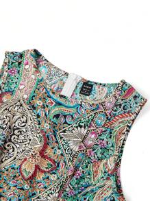 Ellevyn 女士优雅度假风格花卉印花前开襟圆领连体裤