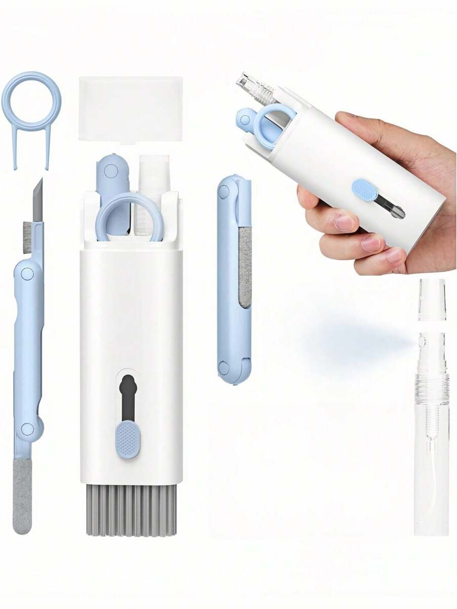 SHEIN 7Pcs Electronic Cleaning Kit Brush Keyboard Cleaner 3in1 Cleaning Pen Multi Tool For Laptop Phone Headphone Monitor Computer Office Home Kitchen Bathroom