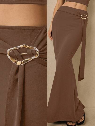 Poéselle 女士优雅纯色美人鱼裙