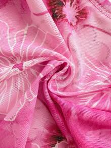 Sweetina Women's Pink Floral Print Ruffle Hem V-Neck Vacation Casual Cami Top - Multicolor - View 3