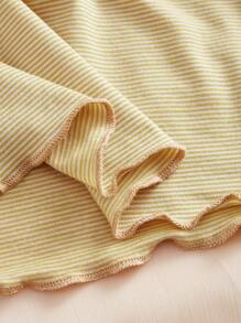 INAWLY Top bandeau a rayas con lazo, top corto juvenil adelgazante y sexy para mujer - Amarillo - Ver 5