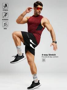 Acti Log Herren Lässig Sport Shorts mit Buchstaben Muster - Schwarz - Übersicht 2