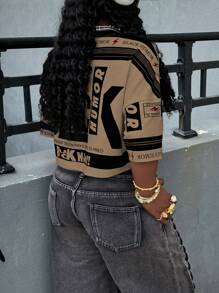 Rovax Plus Size Short Round Neck Drop Shoulder T-Shirt - Multicolor - View 2