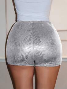 Glamine Quần short gợi cảm Y2K dành cho nữ, Lễ hội âm nhạc, Tiệc tùng, Trang phục dự tiệc mùa hè Y2K dành cho nữ - Bạc - Xem 2