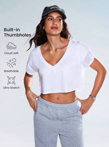 Easify SHEIN Sport Women Loose Fit Short Sleeve White Sports T-Shirt For Yoga & Outdoor Activities Workout Clothes For Women Workout Shirt Women Workout Top Women Women Sports Outfit