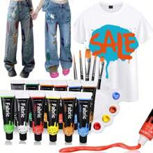 SHEIN Set de peinture acrylique pour tissus, kit de peinture lisse pour vêtements, chaussures, débutants et artistes, peinture textile permanente, rentrée scolaire, fournitures scolaires