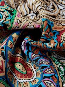 Ellevyn 女士优雅度假风格花卉印花前开襟圆领连体裤