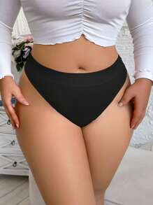 SHEIN 6pcs/Set Women's Comfortable And Breathable Solid Color Plus Size Seamless Thong