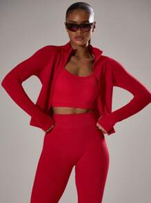 "Musera Sport" Seamless Sculpt BBL Jacket Active Workout Gym,Padel, Tennis, Pickleball Gym Fitness - Red - View 5