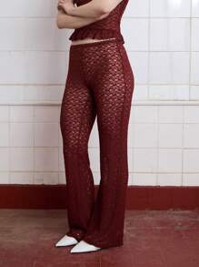 COUREZ Schmale Spitze Schlaghose in Knöchellänge / Y2K Sommer Outfit für Frauen Sommerbekleidung unterer Teil Vintage