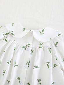 Cozy Pixies Toddler Girl Floral Print Ruffle Collar Puff Sleeve Cardigan Top And Solid Color Elastic Waist Shorts 2Pcs Set