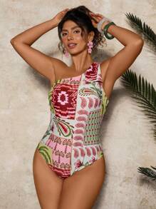 Travachic Plus Size Tropical Print One-Piece Swimsuit, Vacation Beach Style Beach Outfits For Woman Swim Suit Plus Size Plus Size Bikini Tummy Control Swimsuit Push Up Bathing Suit One Piece Swimsuit Red White And Blue Summer Outfits For Women Vacation 4th Of July Country Concert Outfit Boho Vacation Outfits Teacher Outfits For Women Country Outfits Women Beach Clothes Club European Summer
