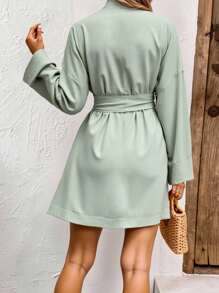 INAWLY Loose Fit Cropped Cardigan Dress For Women