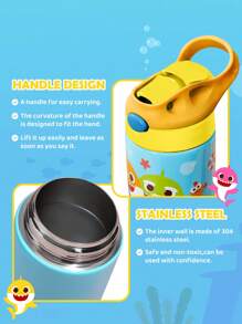 BABY SHARK X SHEIN 16盎司/500毫升不锈钢防漏带盖和弹出式吸管 - 彩色 - 查看 4