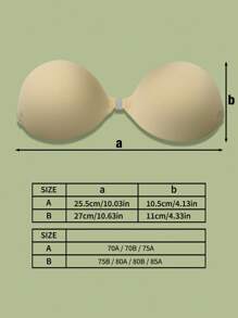 SHEIN Thick 5CM Palm Cupping Gathering Adam's Hand Bra Seamless Round Nipple Cover Front Closure Palm Pull Rope Invisible Bra Pasties - Apricot - View 3