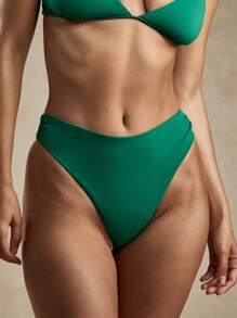AiiRZ One Shoulder Bikini And High Waist Bottoms Set - Green - View 7