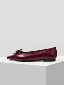 MOTF SQUARE TOE BOW DETAIL FLATS LOAFERS