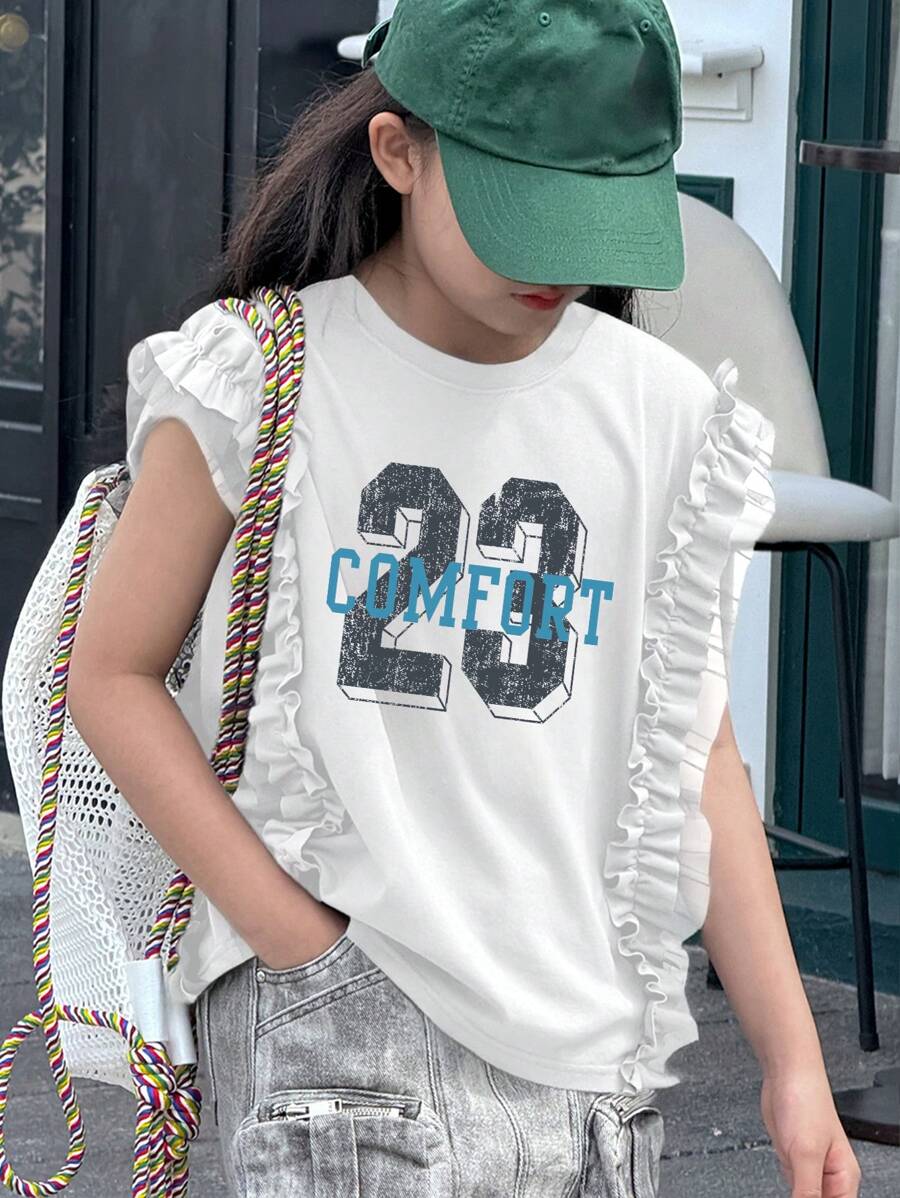Dazy Kids Tween Girls T-Shirt For Fall Season - White - View 1