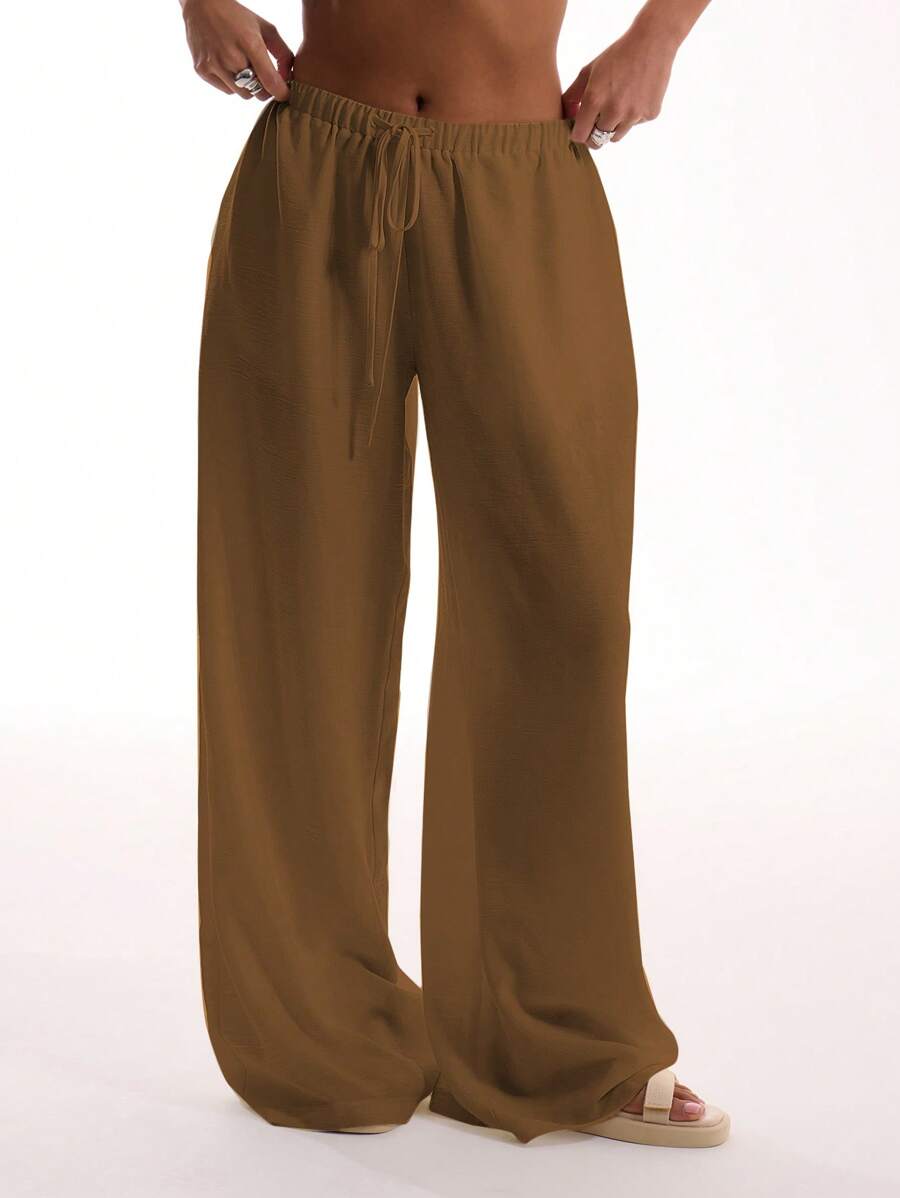 MUSERA Textured Linen Feel Tie Waist Wide Leg Trousers Ibiza Fits Summer Boho Holiday Vacation Beach Western Nashville