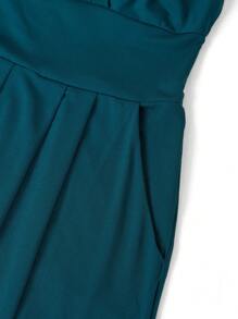 Ellevyn Salopetă elegantă cu mânecă scurtă de culoare solidă pentru femei