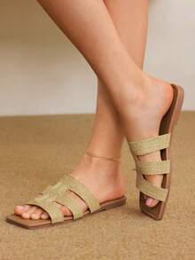 Styleloop Women's Flat Woven Sandals, Bohemian Style For Vacation - Brown - View 4